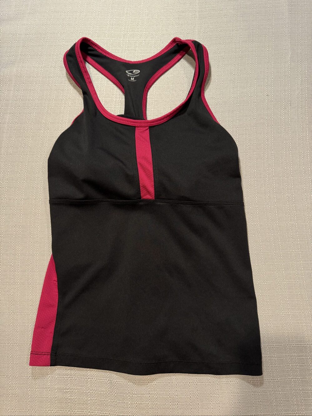 Women’s Champion Racerback Athletic Tank Top – Black Pink – Medium